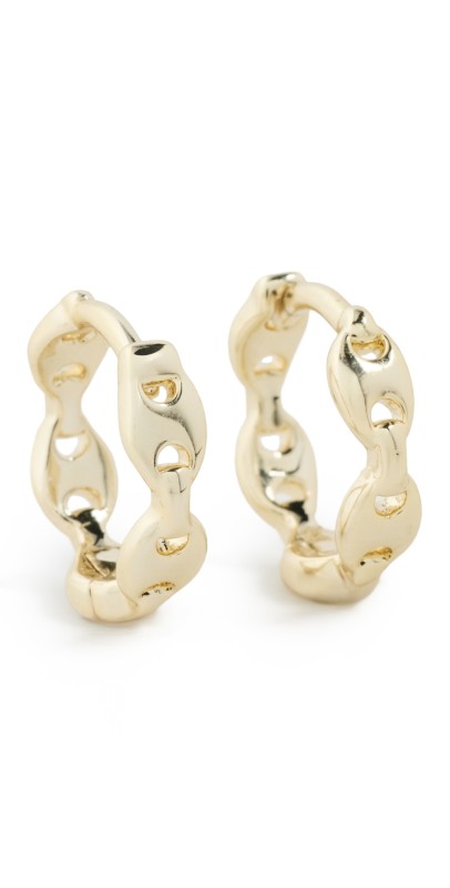 By Adina Eden Solid Mariner Link Hoop Earrings Gold