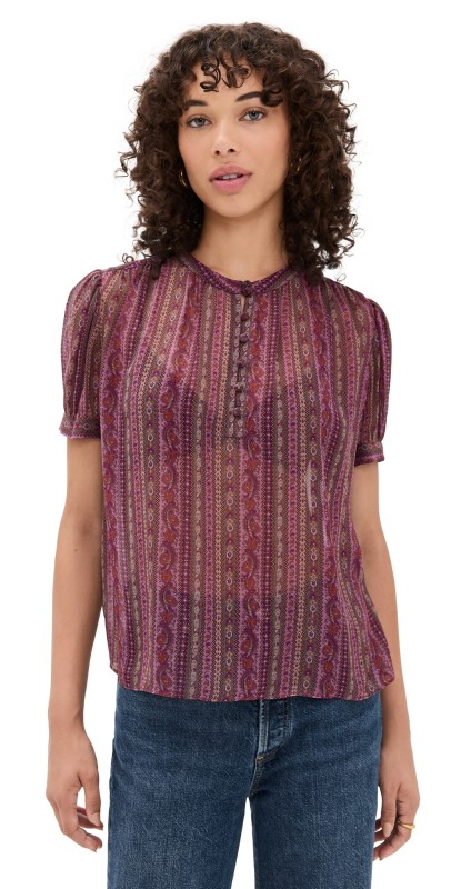PAIGE Marsala Blouse Deep Mauve Multi