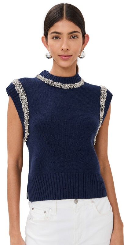 SIMKHAI Joanae Pullover With Embellishments Midnight