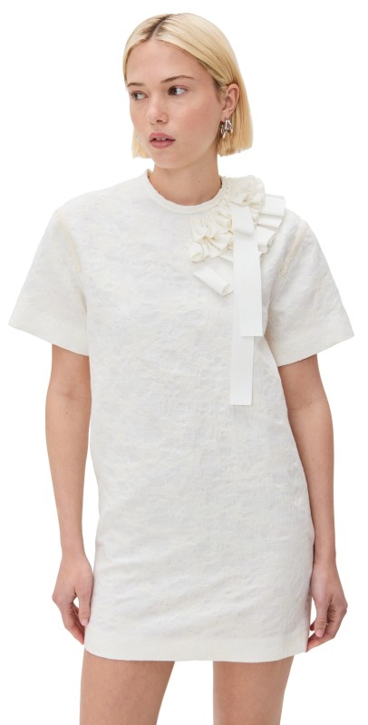 MSGM Short Sleeve T-Shirt Dress Off White