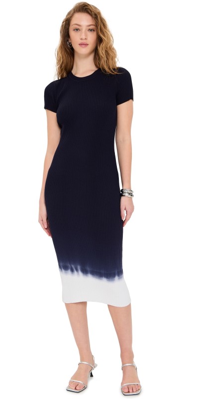 STAUD Colleen Dress Navy Ombre