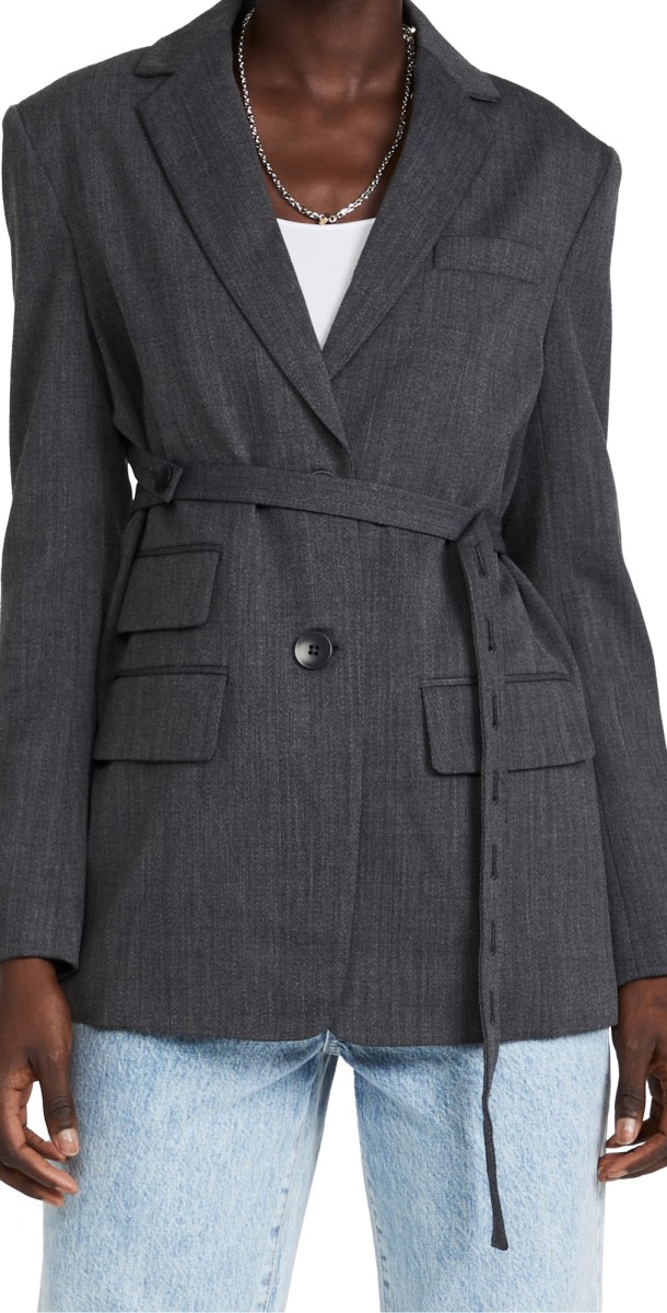 Tibi Luka Suiting Harness Blazer Heather Grey