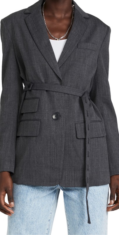 Tibi Luka Suiting Harness Blazer Heather Grey