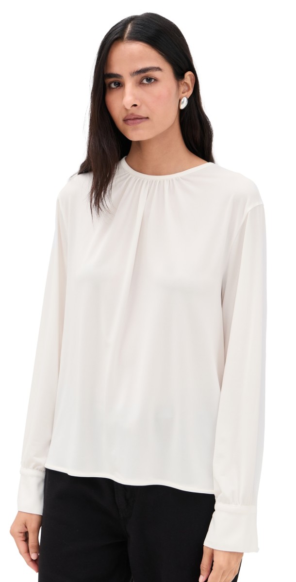 Vince Soft Gathered Blouse Off White