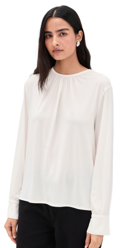 Vince Soft Gathered Blouse Off White