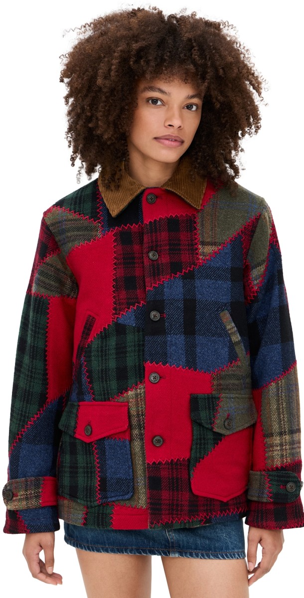 Polo Ralph Lauren Wool Patchwork Woven Coat Multi Patchwork