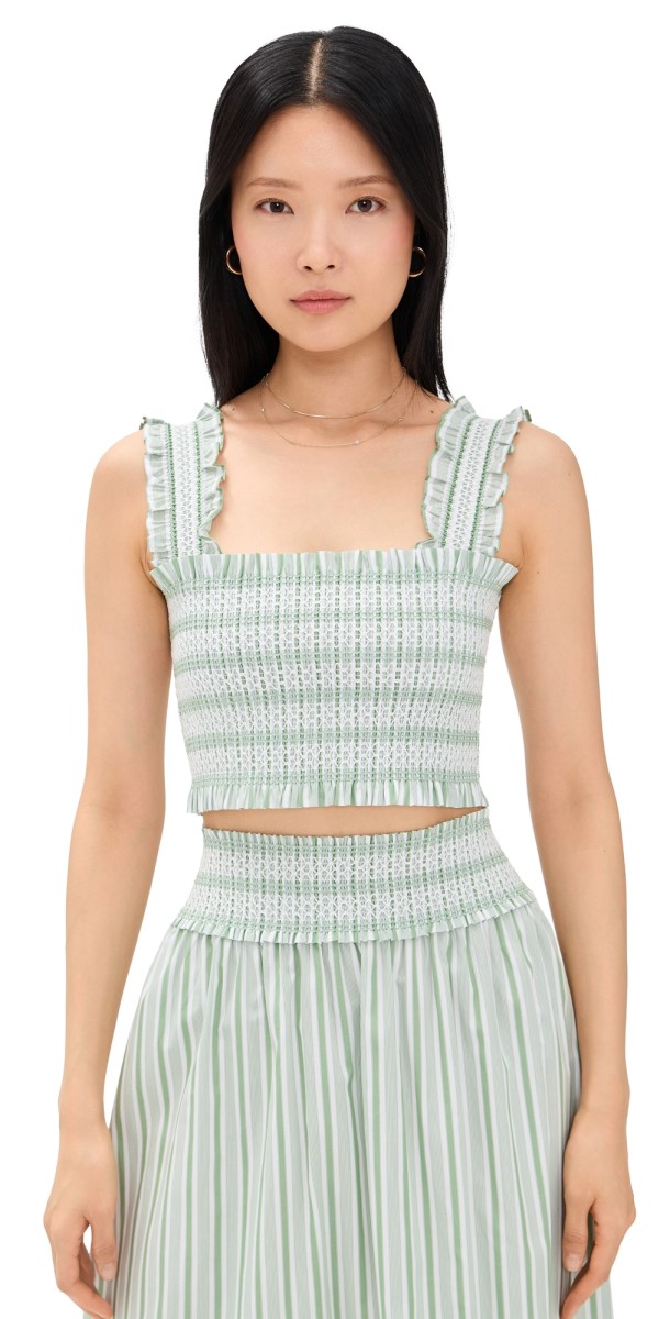 Hill House Home The Azalea Nap Top Variegated Stripe/Apple Green