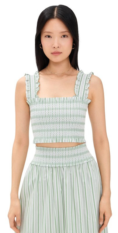 Hill House Home The Azalea Nap Top Variegated Stripe/Apple Green