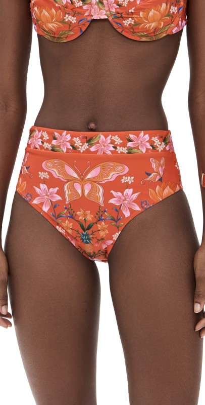 FARM Rio Nature Bloom High Waist Bikini Bottoms Nature Bloom Orange