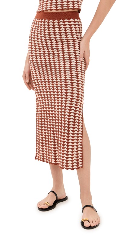 ESCVDO Motupe Crochet Skirt Ivory/Brown
