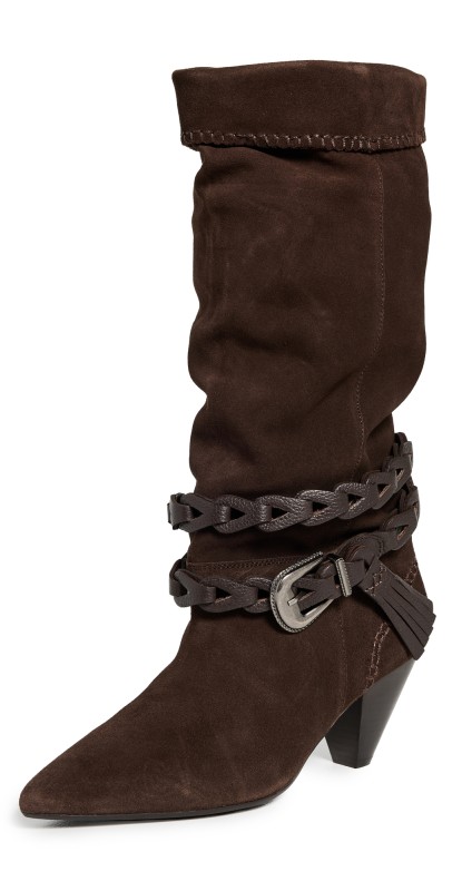 Free People Bridget Belt Slouch Boots Chocolate