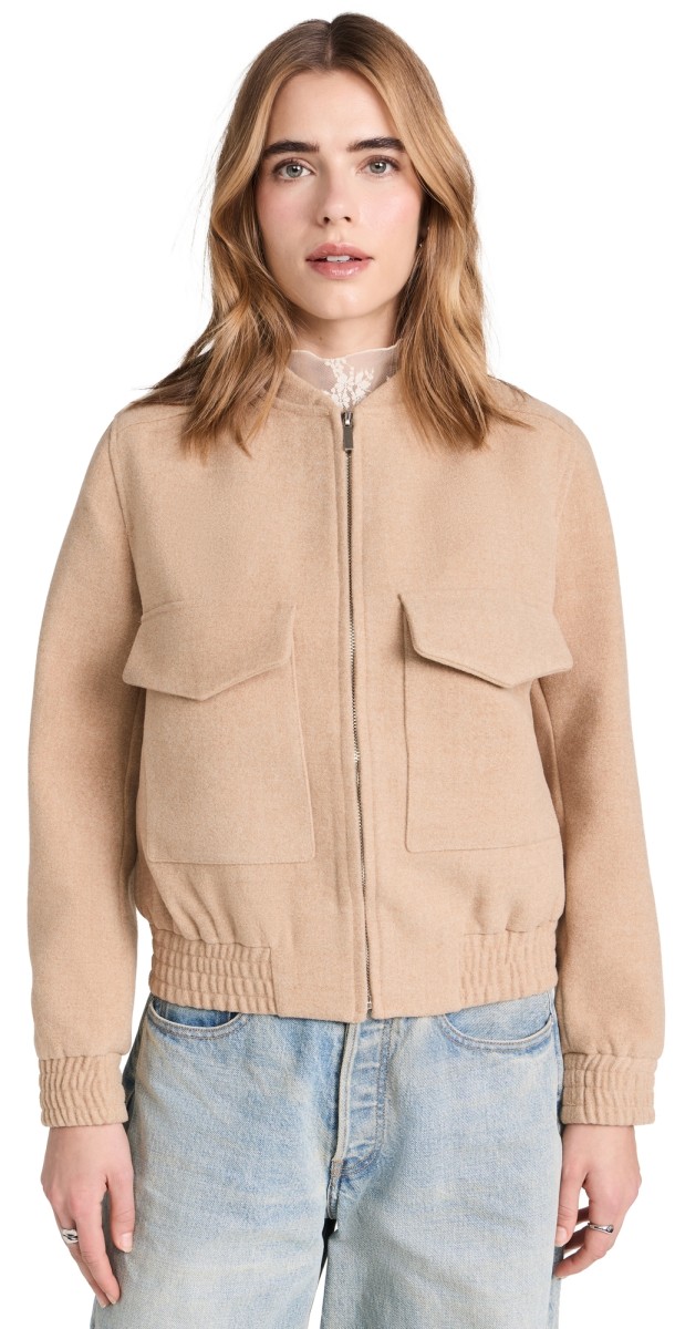 endless rose Wool Bomber Pocket Jacket Camel