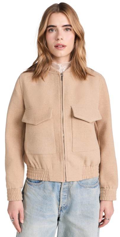 endless rose Wool Bomber Pocket Jacket Camel