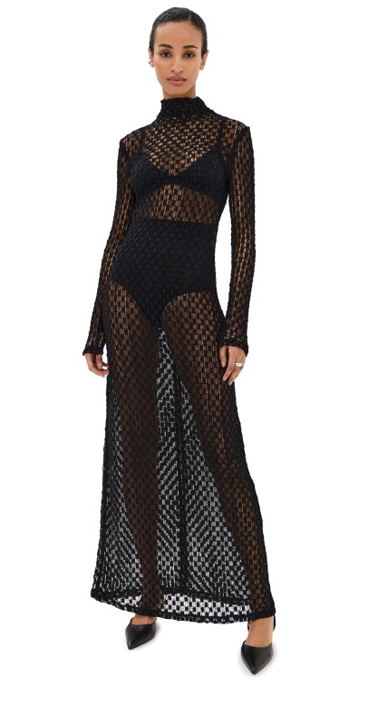 Róhe Geometrical Lace Dress Black