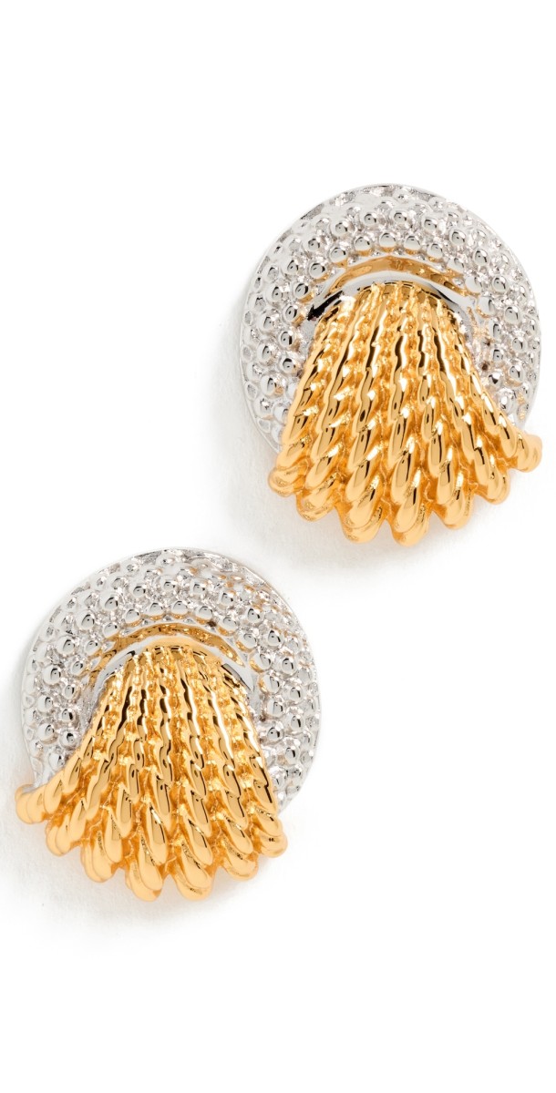 Galley Los Angeles Mixed Metal Two Tone Earrings Silver and Gold