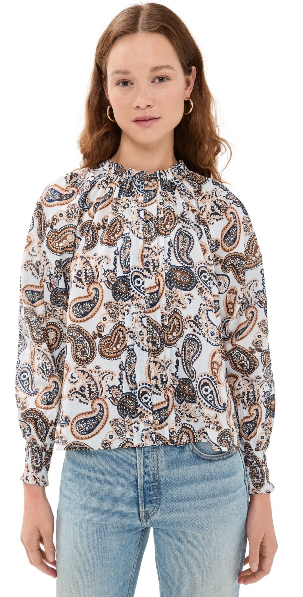 Cleobella Ivy Blouse Nutmeg Paisley Ivory