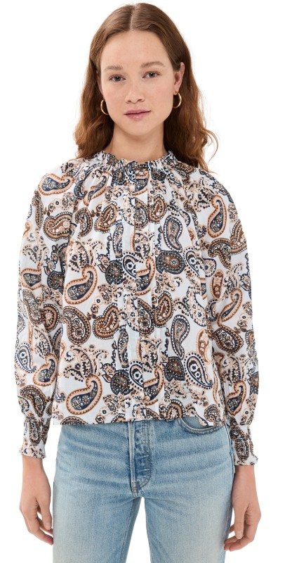 Cleobella Ivy Blouse Nutmeg Paisley Ivory