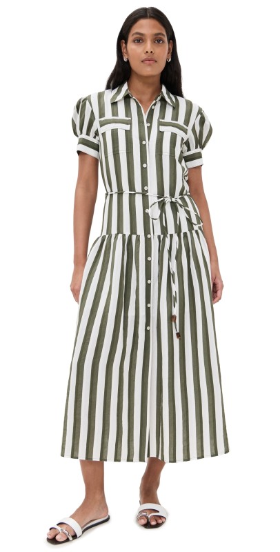 Tanya Taylor Carrington Dress Light Fern/Ivory