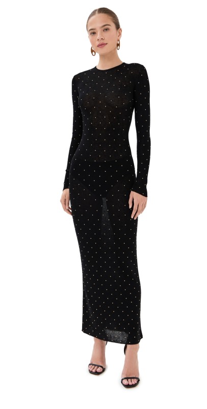 rabanne Beaded Robe Dress Black