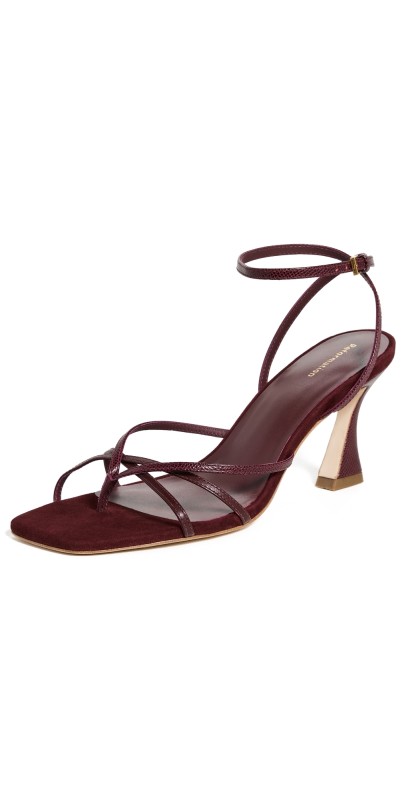 Reformation Gen Heeled Sandals Wine Snake/Suede/Leather