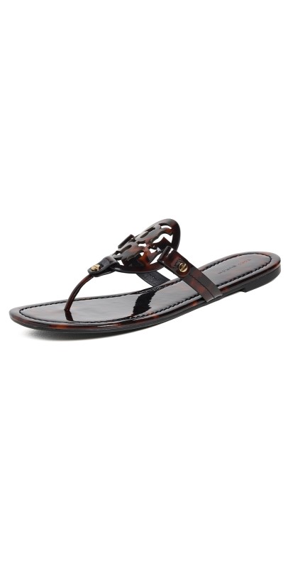 Tory Burch Miller Sandals Tortoise Patent