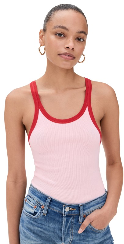 RE/DONE Ribbed Tank Dahlia With Ruby