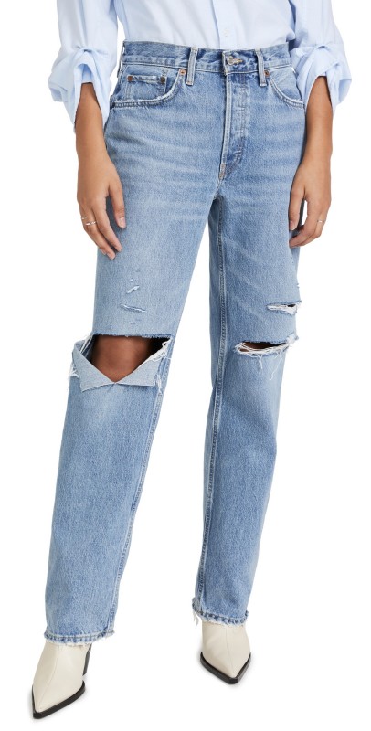 RE/DONE 90s Rigid Comfy Jeans Sunfaded Destroy