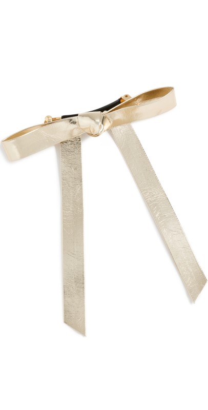 Lele Sadoughi Bardot Faux Leather Bow Barrette Gold 720