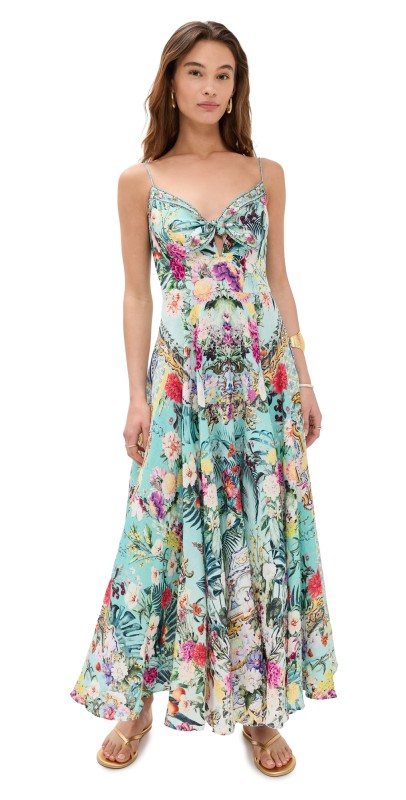 Camilla Long Dress with Tie Front Gardens Of Queluz