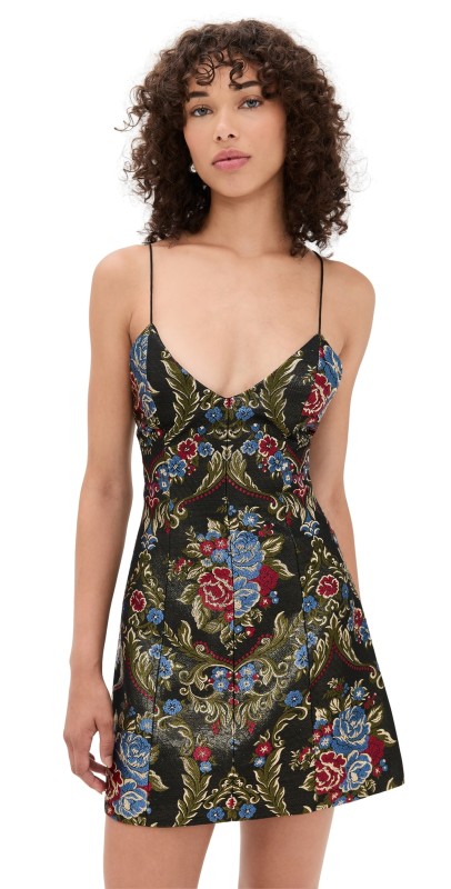 alice + olivia Tayla Structured Lanturn Mini Dress Black/Multi