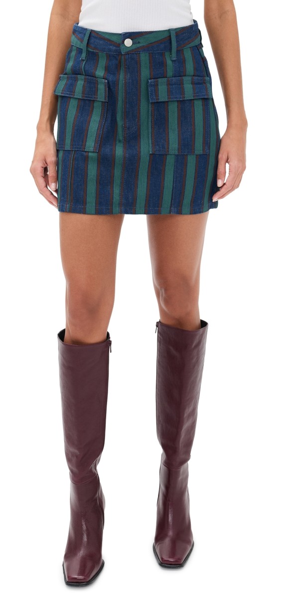 The Tiny Big Sister Striped Mini Skirt Stone