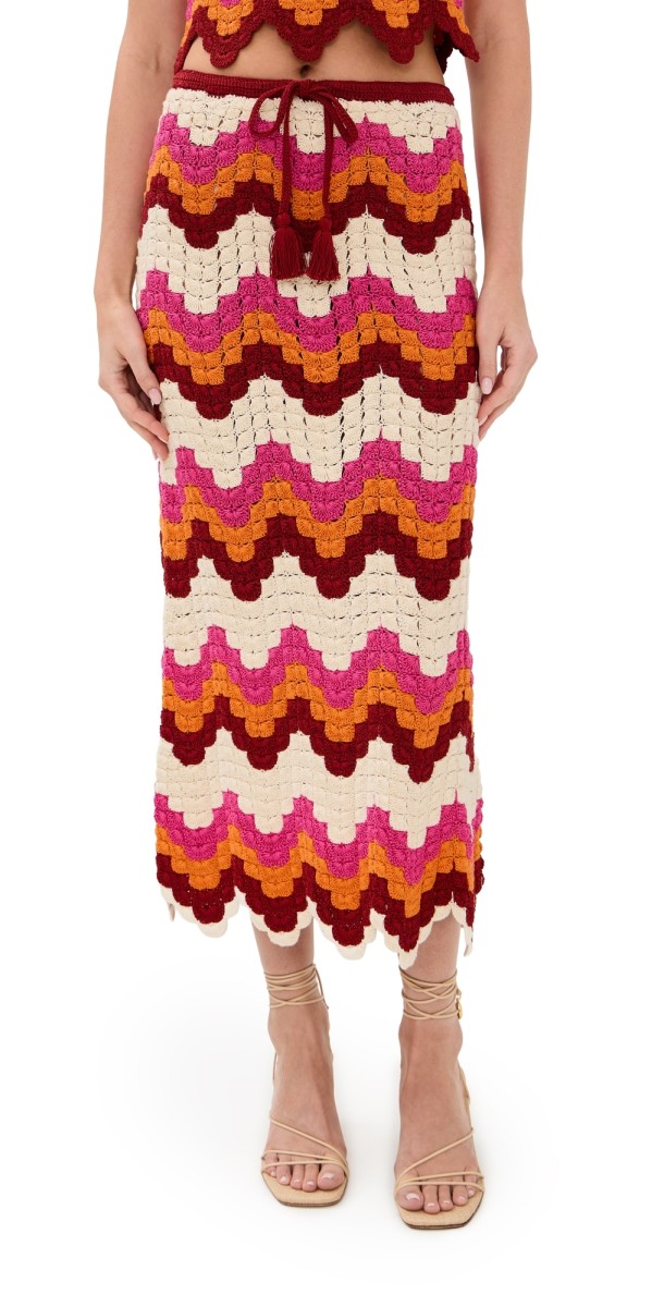 ESCVDO Suspiro Skirt Burgundy/Fuchsia/Brown