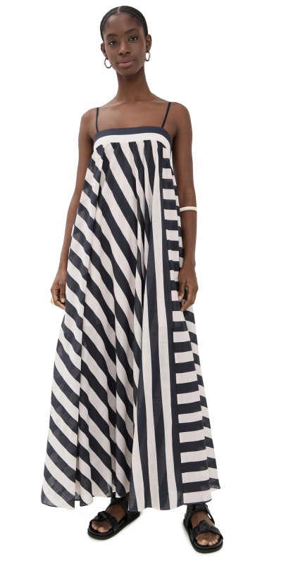 Zimmermann Maxine Stripe Maxi Dress Black/Cream Stripe