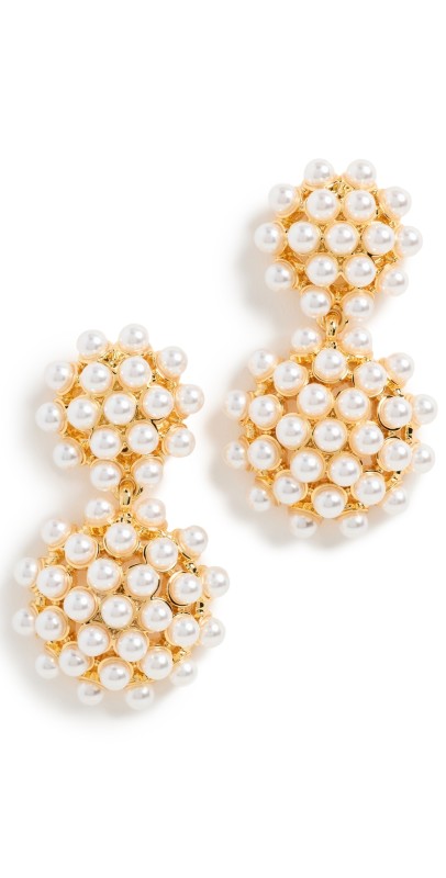 Kenneth Jay Lane Gold Drop Earrings Gold/Pearl
