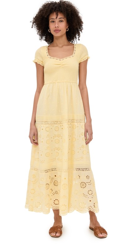 LoveShackFancy Bisolet Dress Citron