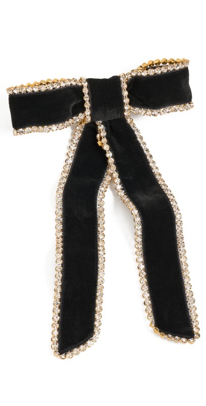 LELET NY Lilly Velvet Crystal Bow Black