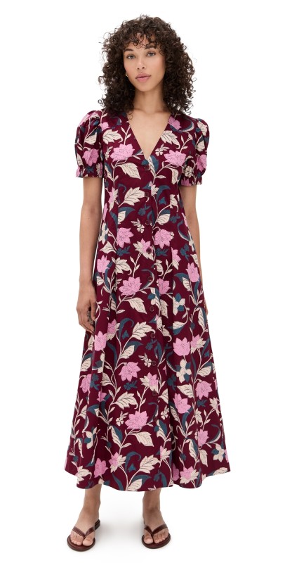 Apiece Apart Dia Maxi Dress Essa Floral Merlot