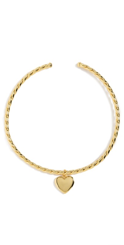 Argento Vivo Twist Collar Neck Heart Drop Necklace Gold