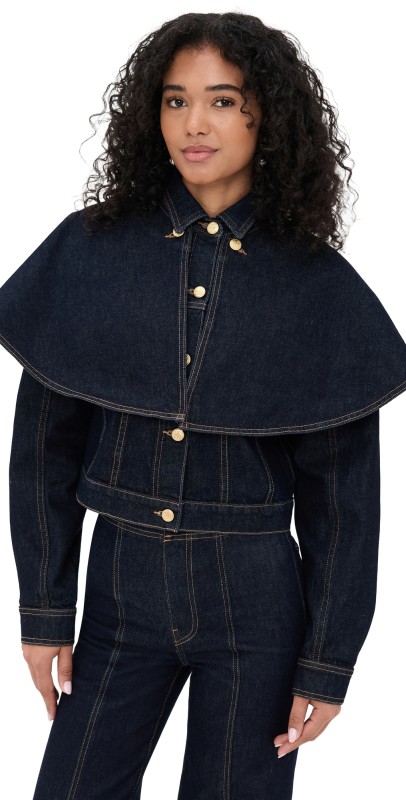 Ulla Johnson The Agata Denim Cape Jacket Tigris