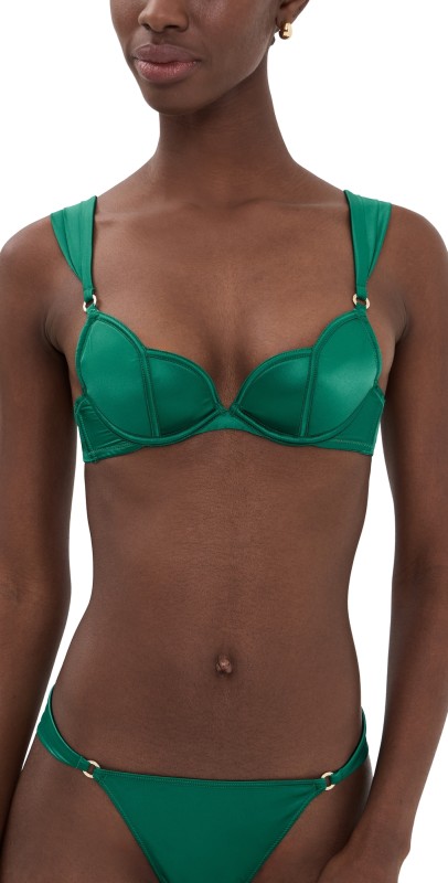 Bluebella Octavia Luxury Satin Wired Moulded Bra Aventurine Green