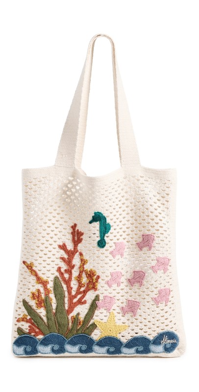 ALÉMAIS Splash Crochet Tote Cream