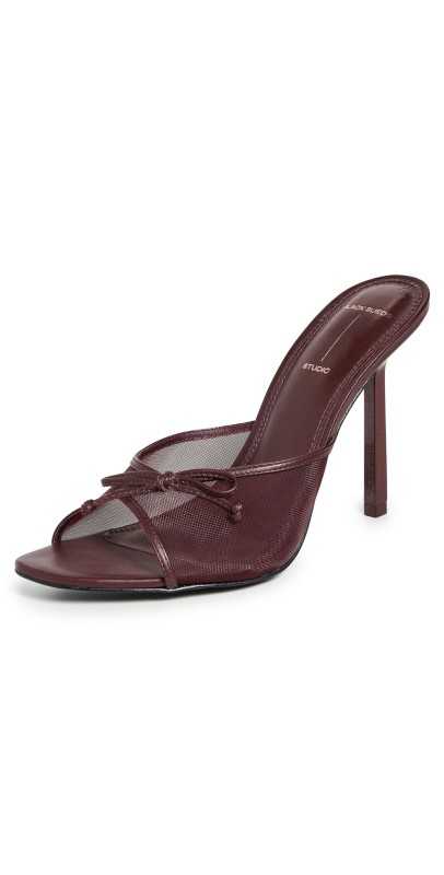 Black Suede Studio Luna Sandals 100mm Raisin Mesh