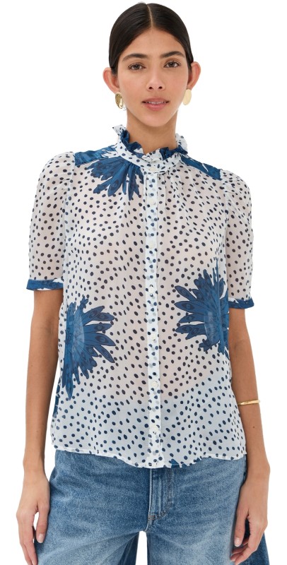 Alix of Bohemia Winn Indigo Dahlia Shirt Indigo