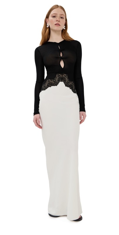 Christopher Esber Open Twist Verner Lace Dress Black/ White