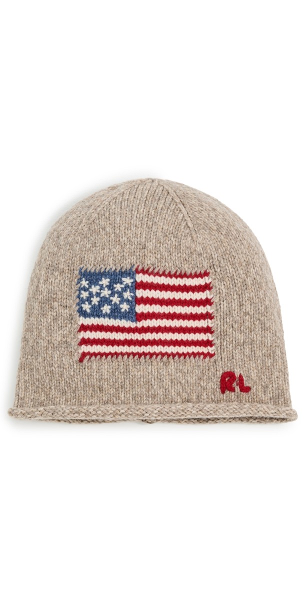 Polo Ralph Lauren Flag Beanie Taupe Mult