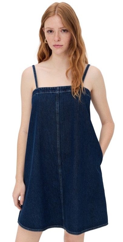 Madewell Strappy Aline Mini Dress In Bright Rinse Wash Bright Rinse Wash