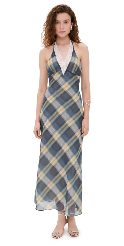 Lioness Shoreline Maxi Dress Blue Check