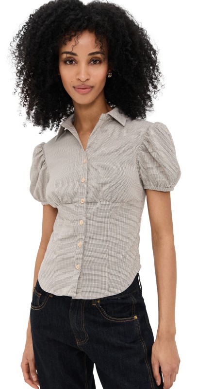 Lioness Mon Cheri Blouse Beige Gingham