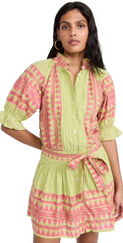 Guadalupe Design Leonor Short Dress Green