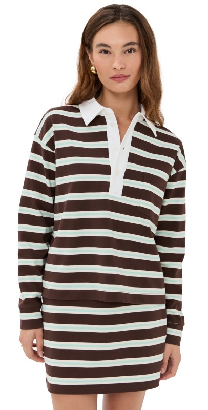 LE BOP Hayley Variegated Polo Ivory/Khaki/Black